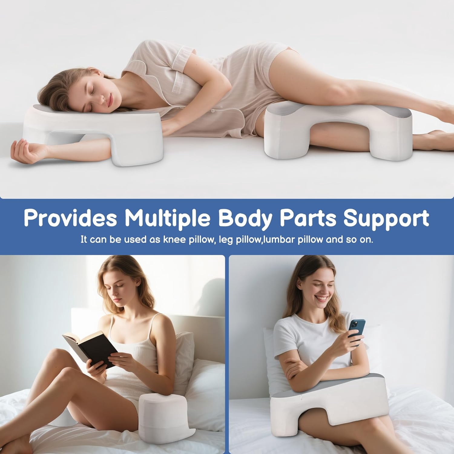 COOKCOK Side Sleeper Pillow with Arm Holes -Arm Pillow Ergonomic Pillow for Cervical, Neck, Shoulder & Rotator Cuff Pain Relief - Ideal for Side Sleepers, Grey