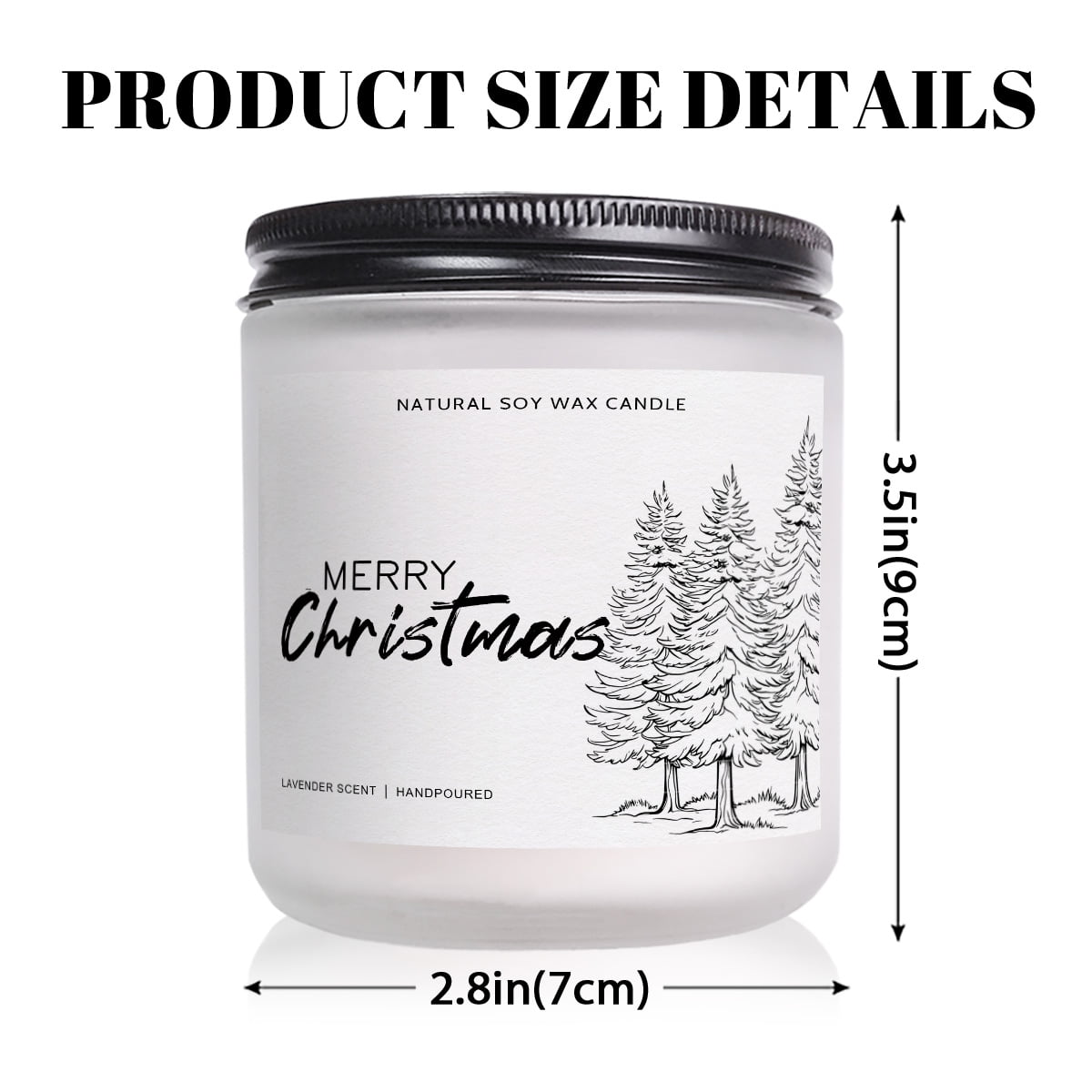 1pc Lavender Scented Candle Merry Christmas Gift for Women Men Adult Coworker Friends Mom Grandma Sister Wife White Elephant Winter Xmas House Decor Lights Trees Stockings Snowflakes Present