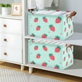 thumbnail image 2 of Yayeee Foldable Storage Basket for Shelves with Handles Set of 2 Waterproof Cloth Bins, Green Strawberry, 2 of 7
