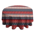 thumbnail image 4 of Red and Blue Christmas Knitted Pattern Round Tablecloth 60"x60",Wrinkle Wipeable Table Cloth for Kitchen Dining Room Picnic Patio Party, 4 of 6