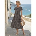 thumbnail image 5 of Black And White Ditsy Floral Ruffle Hem Midi Dress For Women, 5 of 6