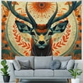 thumbnail image 4 of Nawypu Deer Head and Antlers Tapestry, Sage Symmetrical Balanced Hunting Elk Animal Fleece Tapestry, Thin Plush Microfiber Flannel Fabric, Single-Sided Printed, 4 of 6