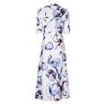 thumbnail image 4 of Summer Saving Wycnly Summer Dresses for Women Fashion High Waist Puff Sleeve Swing Button Down Shirt Maxi Dresses 2024 Short Sleeve V-Neck Flowers Print Long Formal Dress Blue XXXL, 4 of 6