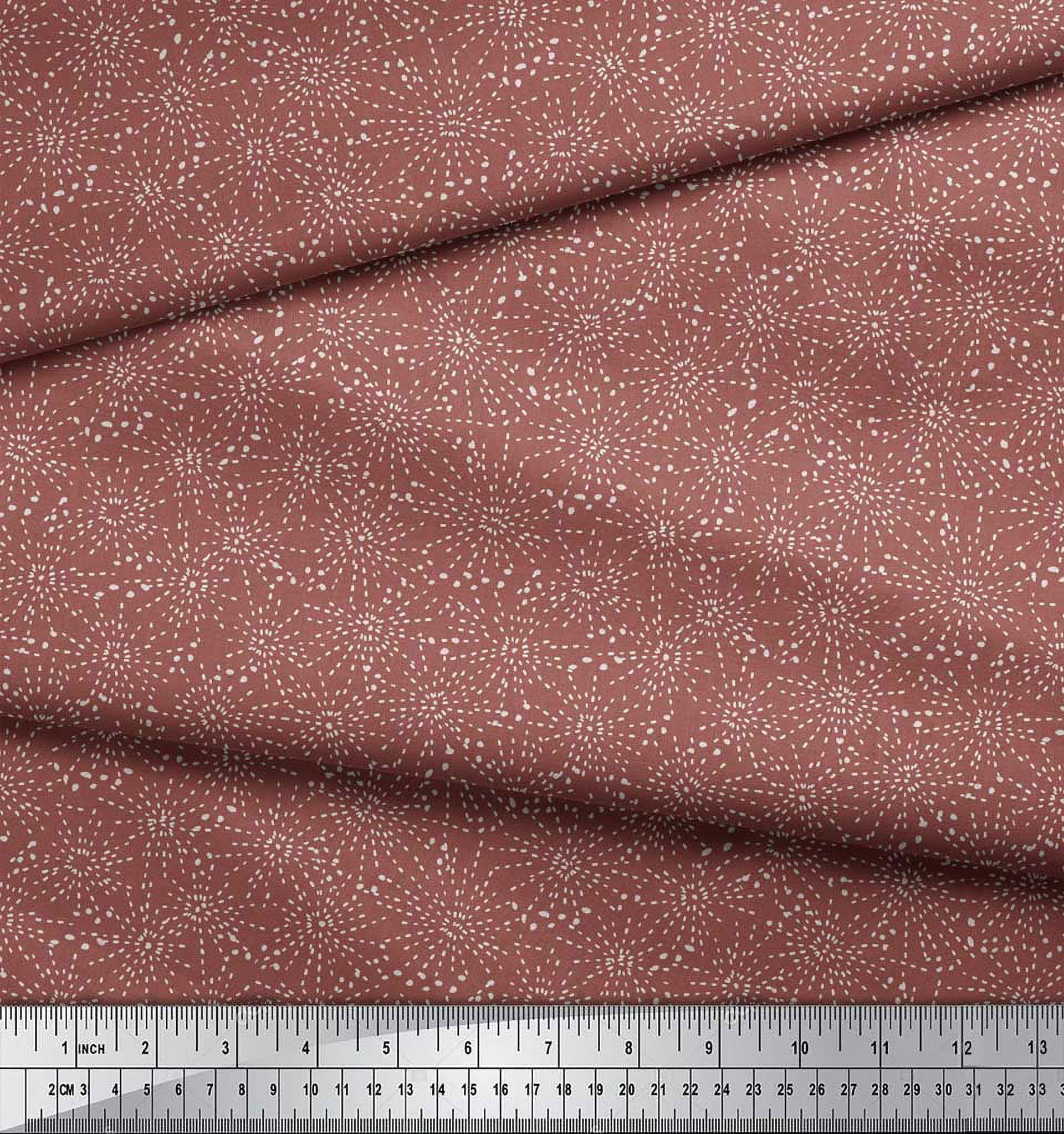 Soimoi Brown Poly Georgette Fabric Brush Stroke & Dots Abstract Printed Fabric 1 Yard 42 Inch Wide