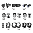 thumbnail image 2 of 9pares Aretes Hombre Piercing Acero Inoxidable Xtellar negro, 2 of 4