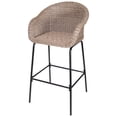 thumbnail image 4 of Bar Stool Set, Outdoor Metal Wicker Barstools with PE Rattan Weave and Black Iron Frame, 400lb Weight Capacity for Patio and Bar, Set of 2, Light Brown Wicker, 4 of 10