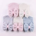 thumbnail image 5 of Newborn Baby Girl Infant Colorful Striped Bow Cap Hospital Warm Soft Beanie Hat, 5 of 5