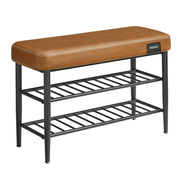 VASAGLE EKHO Collection - Banc à Chaussures, Banc de Rangement, Banc Porte-Chaussures pour Entrée, Brun Caramel