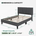 thumbnail image 6 of Novilla Queen Size Bed Frame Upholstered Platform Queen Bed Frame with Adjustable Headboard, Strong Weight Capacity, No Box Spring Needed, Easy Assembly, Grey, 6 of 8
