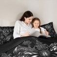 thumbnail image 4 of Feelyou Retro Black Bowknot Comforter Set 7pcs, Western Damask Flower King Bedding Sets, 4 of 8