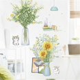 thumbnail image 4 of Sunflower Flower Wall Decals Green Leaves Cat Wall Stickers Living Room Bedroom Sofa TV Background Wall Art Decor Murals (Sunflower Cat), 4 of 4
