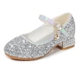 thumbnail image 1 of Zapatos de tacón alto para niñas, zapatos para niñas, zapatos para desfiles de moda, zapatos de princesa con cristales plateados para niñas, 1 of 6
