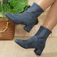 thumbnail image 3 of Oyedens Women's Ankle Boots Fashion Casual Square Toe Block Heels Ankle Booties Mid Calf Dress Boots, 3 of 7