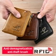 thumbnail image 2 of Mens RFID Blocking Leather Wallet Credit Card ID Holder Zipper Purse Waterproof, 2 of 8