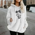 thumbnail image 2 of Miluxas Womens Fall Winter Oversized Hoodies Fleece Sweatshirts Dandelion Graphic Drawstring Long Sleeve Plush Pullover Top White XL(XL), 2 of 4