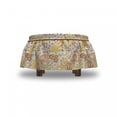 thumbnail image 4 of Floral Ottoman Cover, Simple Design Wild Flowers, 2 Piece Slipcover Set with Ruffle Skirt for Square Round Cube Footstool Decorative Home Accent, Standard Size, White and Multicolor, by Ambesonne, 4 of 5