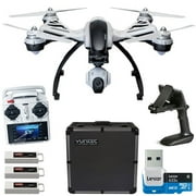 Yuneec Q500 Typhoon Quadcopter Drone w/ 3-Axis Gimbal Camera, Steady Grip, Deluxe Case + 3 Batteries and Lexar 64GB Card Bundle