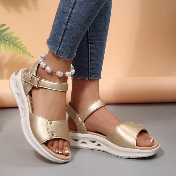 MKLEKYY Sandalias de Piso para Mujer, Sandalias de Playa Transpirables de Moda de Verano para Mujer Con Tela de Patchwork