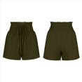thumbnail image 3 of Pantalones Cortos de para Mujer, de Cintura Alta, con Pierna , Cómodos y Elásticos para Playa y Verano. Verde M, 3 of 6