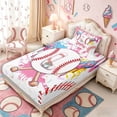 thumbnail image 5 of Meiyoeat Ice Cream Baseball Letter L Twin Sheet Sets 3pcs for Girls Kids, Dripping Sprinkles Bedding, Pink White Red, 5 of 6