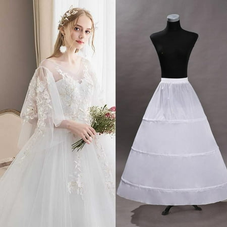 - 3-Hoops Skirt Full A line Bridal Dress Gown Slip Petticoat for Wedding Dress Crinoline Underskirt Ball Gown