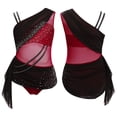 thumbnail image 2 of iiniim Girls Sparkly Lyrical Dance Sleeveless Asymmetrical Gymnastics Leotard Ruched Ballet Dress Burgundy 14, 2 of 7