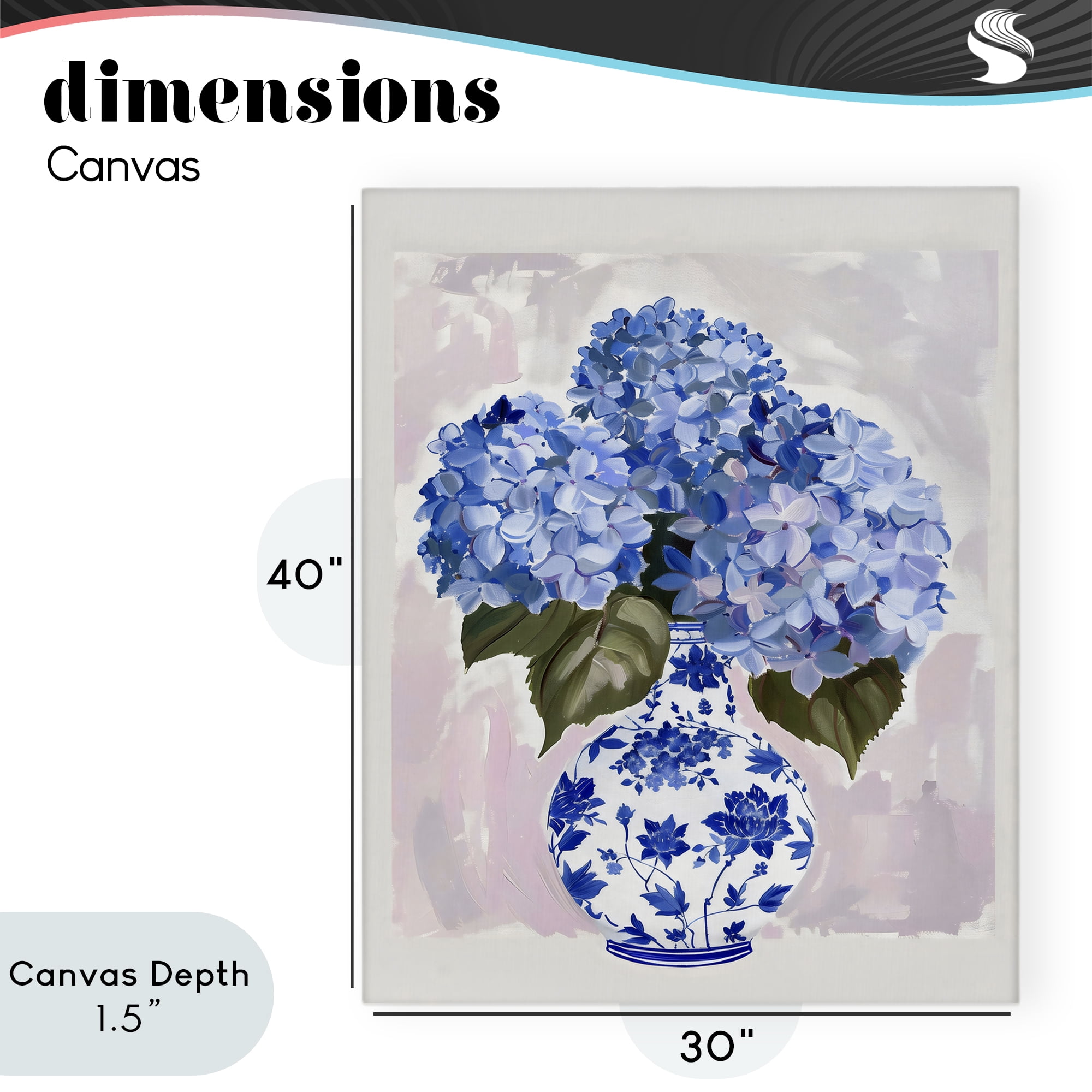 Stupell Industries Blue Hydrangea in Porcelain Vase Canvas Wall Art, design by The Prints Vibe