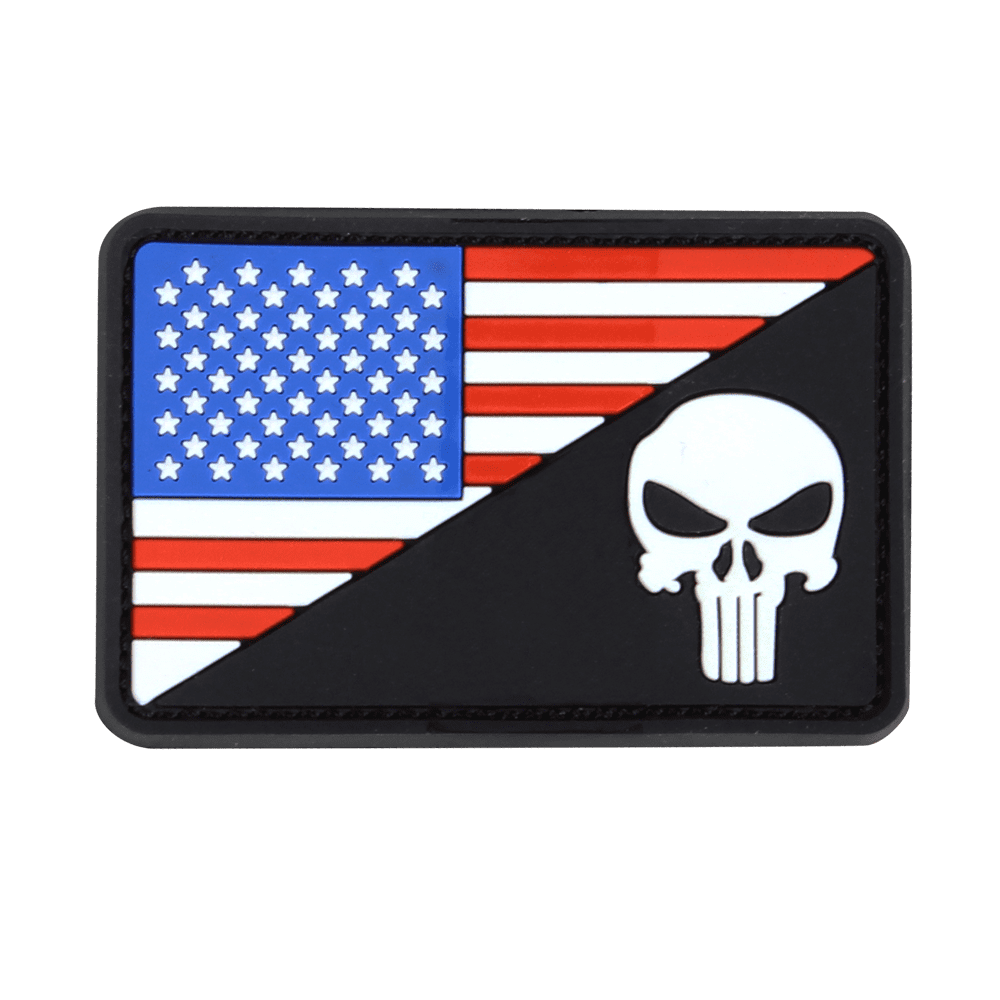 Thin Green Line Black & White American Flag Punisher PVC Morale Patch 