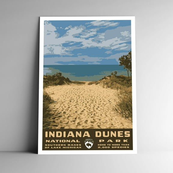 Indiana Dunes National Park Vintage Travel Poster / Postcard WPA Style Retro