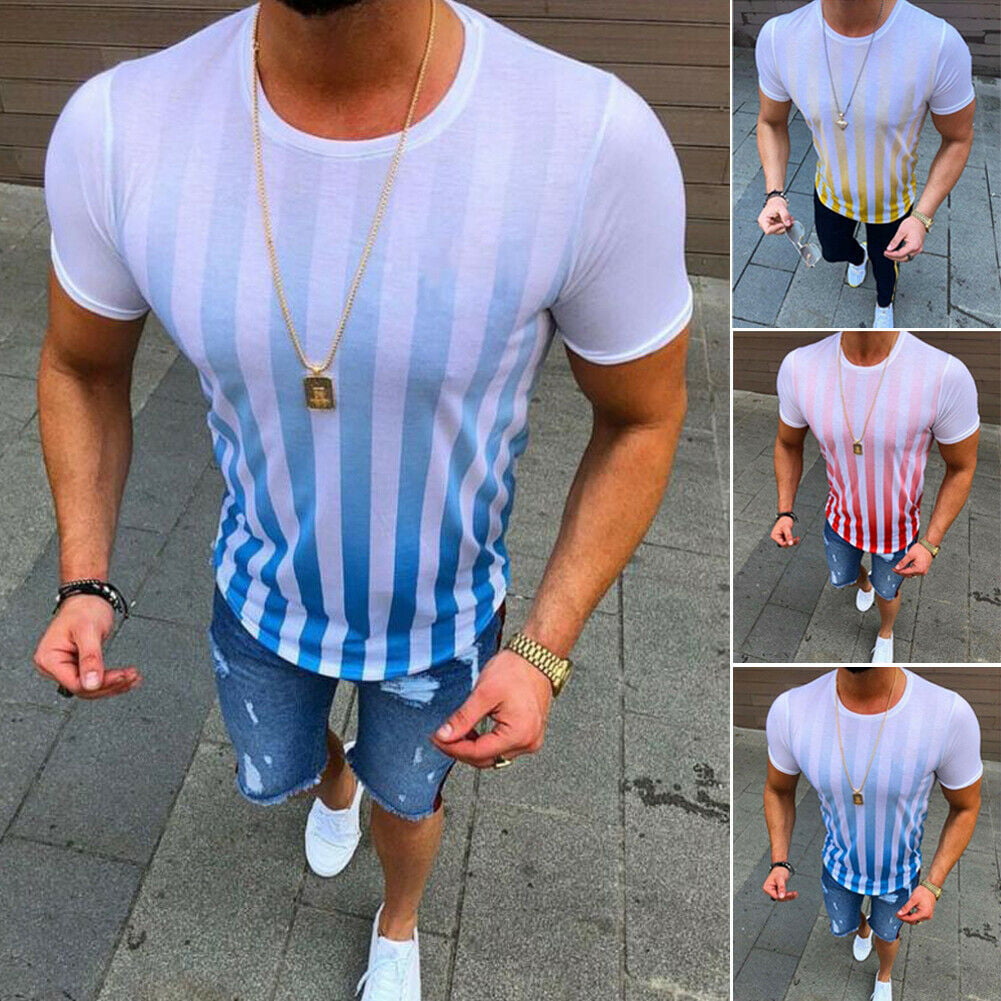 Fashion Men's Slim O Neck Short Sleeve Muscle Tee T-shirt Casual Fit Tops Blouse
