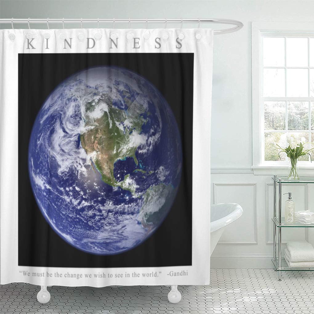 Yusdecor Earth Kindness Motivational W Planet Space Ghandi Inspirational Kind Bathroom Decor Bath Shower Curtain 66x72 Inch Walmart Canada