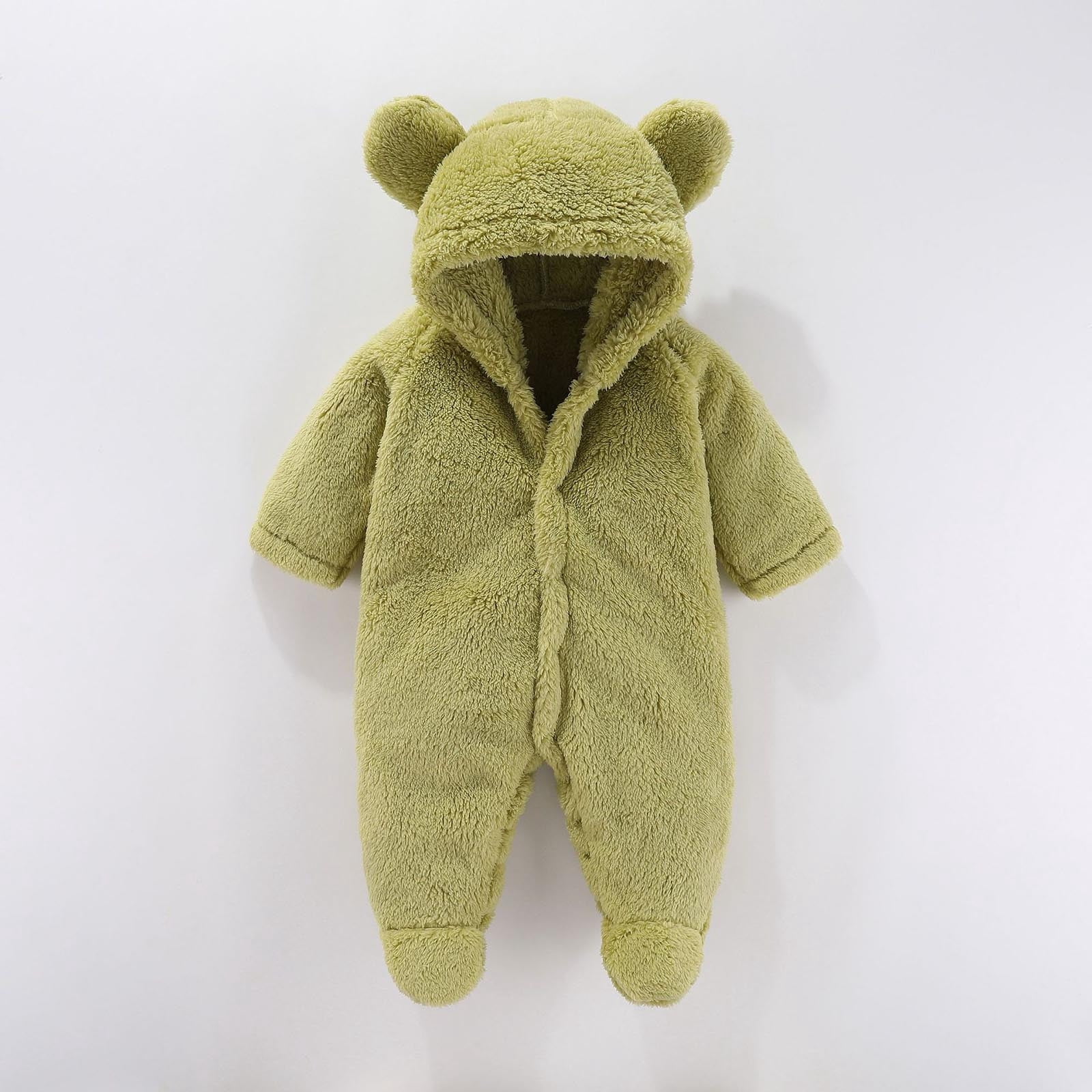 UAMVSH Baby Winter Clothes Newborn Fleece Warm Romper Jumpsuit Infant Comfy Soft Hooded Long Sleeve Onesies with Ears