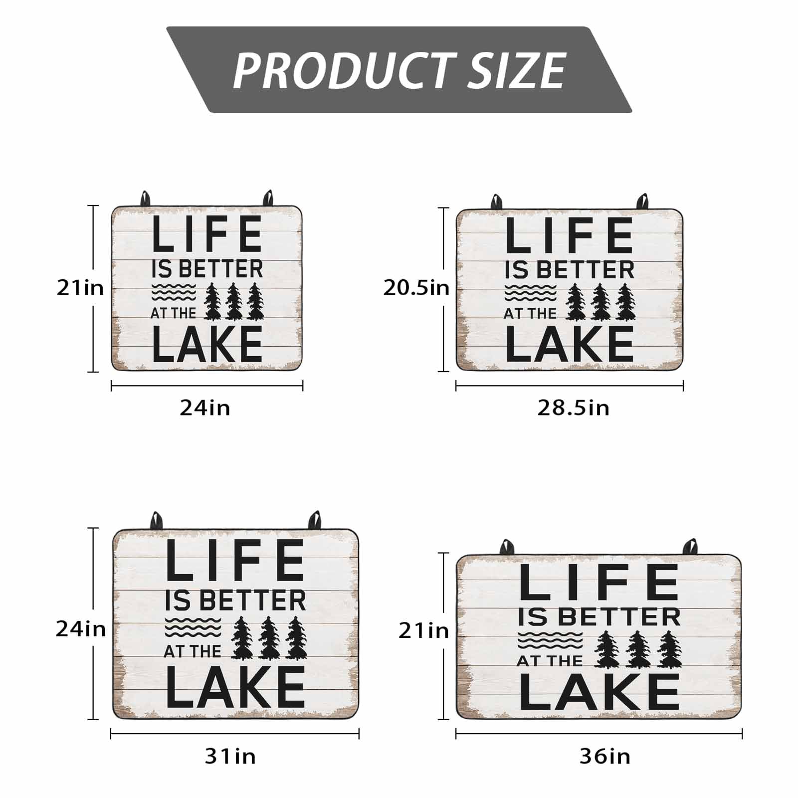 Life Is Better at The Lake Stove Top Cover for Electric Stove, Heat-proof & Non Slip Glass Top Stove Cover Protector, Rustic Black Artistic Aesthetics Kitchen Flat Cooktop Rubber Mat 24x21 Inches