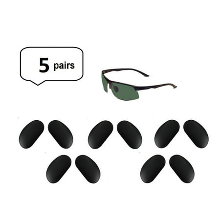 AM Landen 5 pairs 15mmx8mm Black Snap-on Nose Pads Compatible to models of Ray-Ban and BOLON Sunglasses