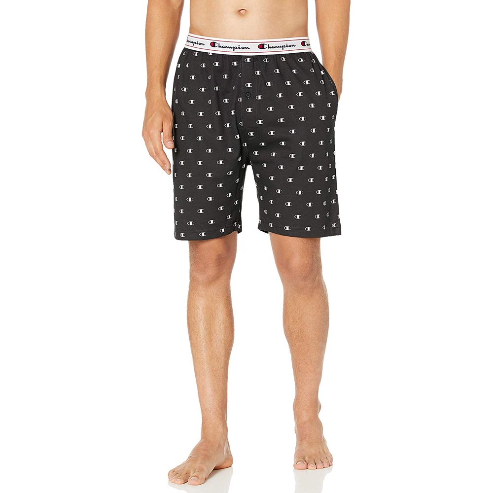 Champion Champion Mens Jersey Printed Sleep Shorts, XL, Black