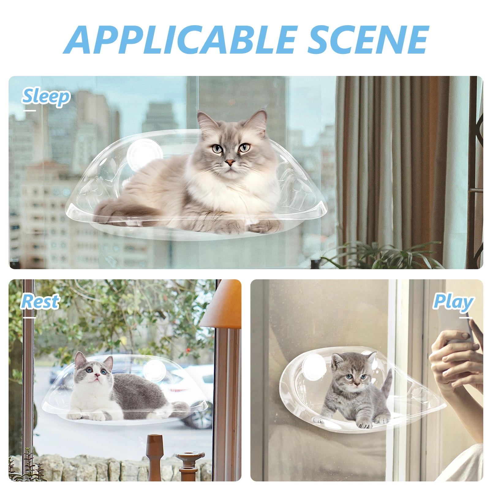 ULTNICE Cat Window Hammock Suction Cup Cat Bed Transparent AS 1Pcs