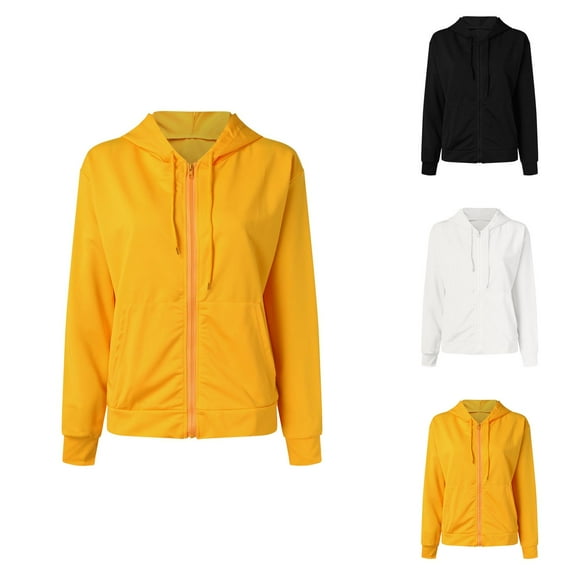 Clothes for Women Women's Solid Sweatshirt Women Winter Warm Fashion Long Sleeve Loose Solid Color Hooded Zipper Pocket Sweatershirt Coat