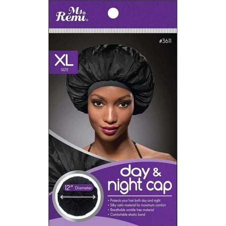 Ms. Remi X-Large Black Satin Hair Bonnet for Day and Night Protection
