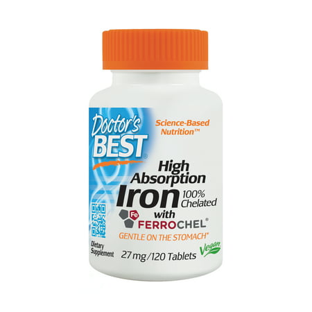 Doctor's Best Iron Tablets, 27mg ,120 Ct (Best Type Of Iron Supplement)