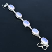 Pink Milky Opal Gemstone Ethnic 925 Sterling Silver Jewelry Bracelet 7" VJ 3047