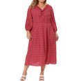 thumbnail image 1 of GRACE & GRANDEUR Robe pour Femme Grande Taille à Manches Longues à Col en V à Volants Robes 1X Rouge, 1 of 6