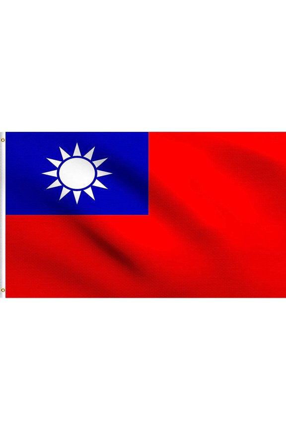 DMSE Taiwan Taiwanese Flag 3X5 Ft Foot 100% Polyester 100D Flag UV Resistant (3' X 5' Ft Foot)