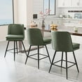 thumbnail image 6 of VINGLI 26" H Swivel Barstools Set of 2, PU Faux Leather Upholstered Counter Height Bar Stool with Back, Kitchen High Chairs with Cushion Square Seat, Metal Legs, White, 6 of 14