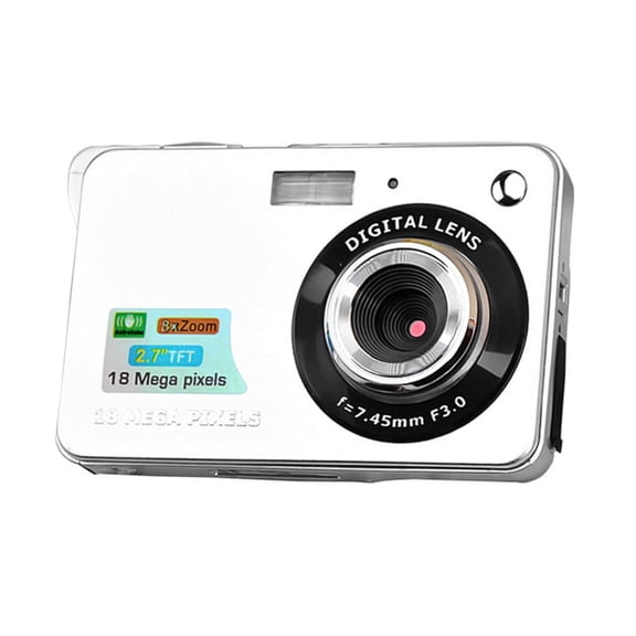 Digital Camera Mini Pocket Camera 18MP 2.7 Inch LCD Screen 8x Zoom Smile Capture -Shake with Battery