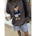 thumbnail image 2 of Women's Bear Graphic Sweatshirt Long Sleeve Pullover Top, 2 of 7