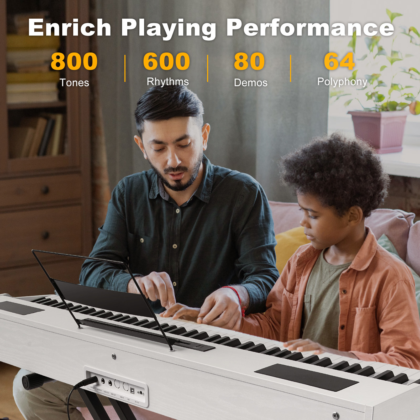 White 88Keys Electric Digital Piano Keyboards Fully Weighted Hammer Action with Sustain Pedal,Stand,Portable Case