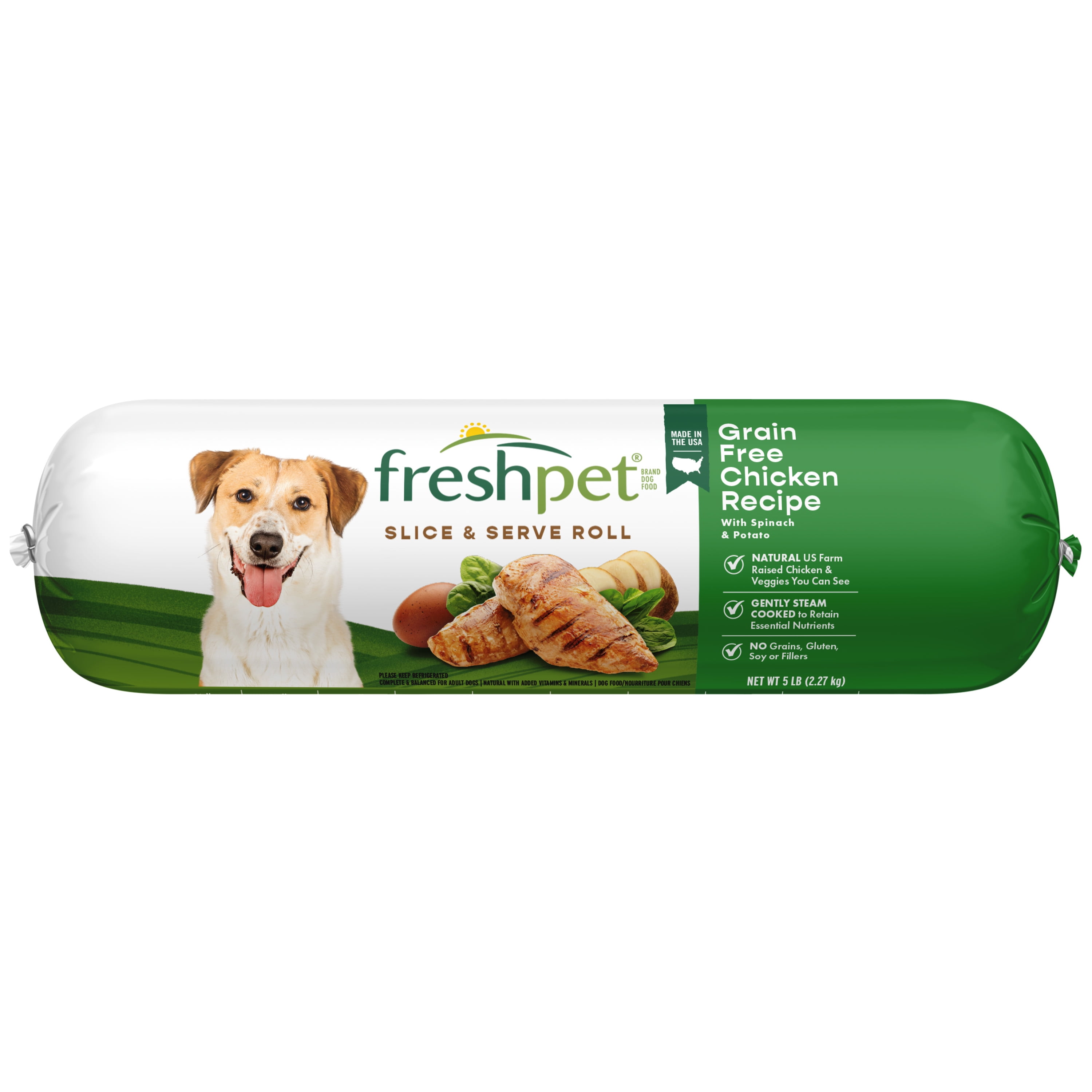 (4 pack) Freshpet Fresh Dog Food, Grain Free Chicken Recipe, Slice & Serve Roll, 5 lb.