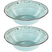 Rustic Flare Serving Bowl, Antiqued Turquoise-Color:Antiqued Turquoise,Style:Classic Vintage