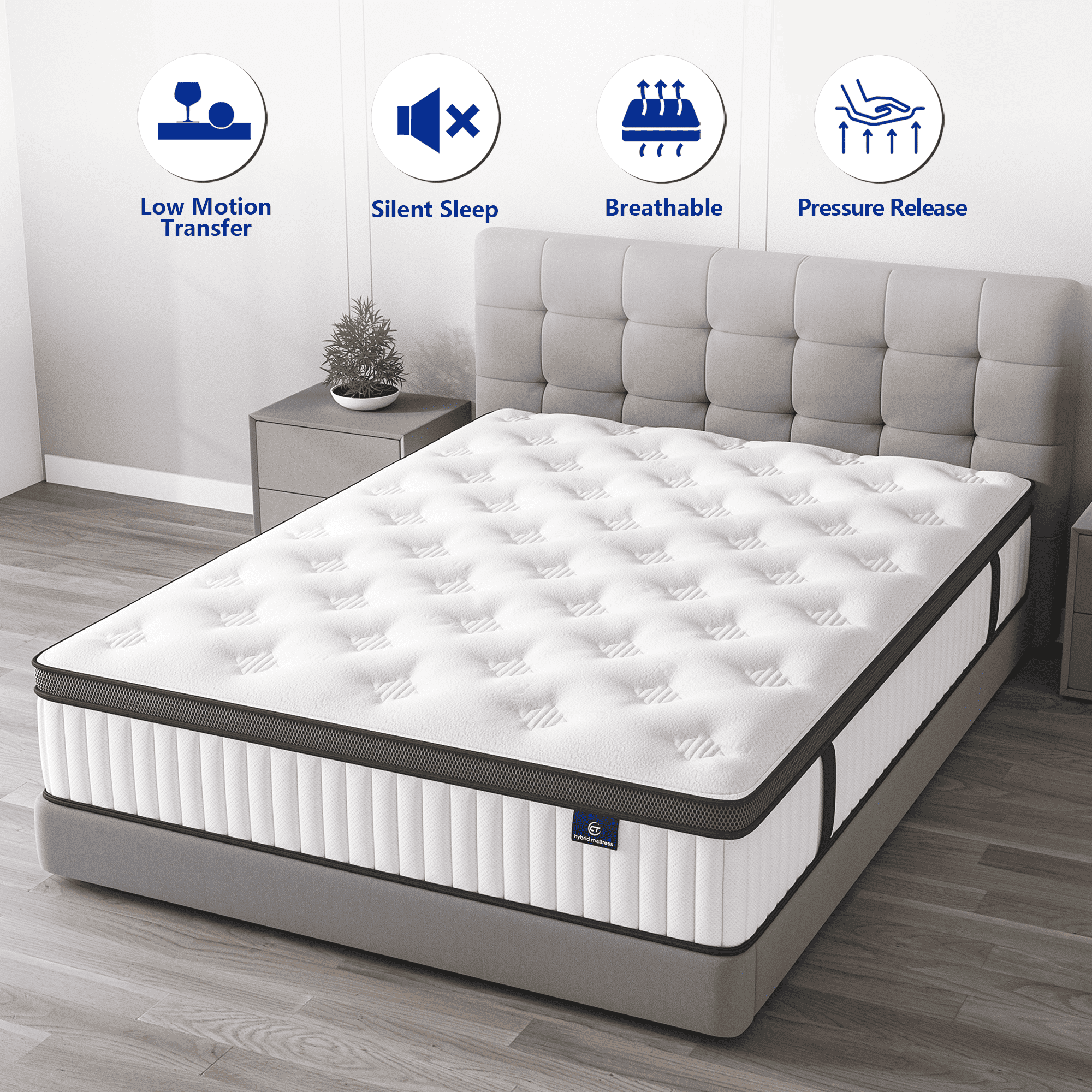 Madevos Full Mattress in a Box, 12 inch Memory Foam individual Pocket Spring Hybrid Mattress - Medium Firm Support with Soft & Breathable