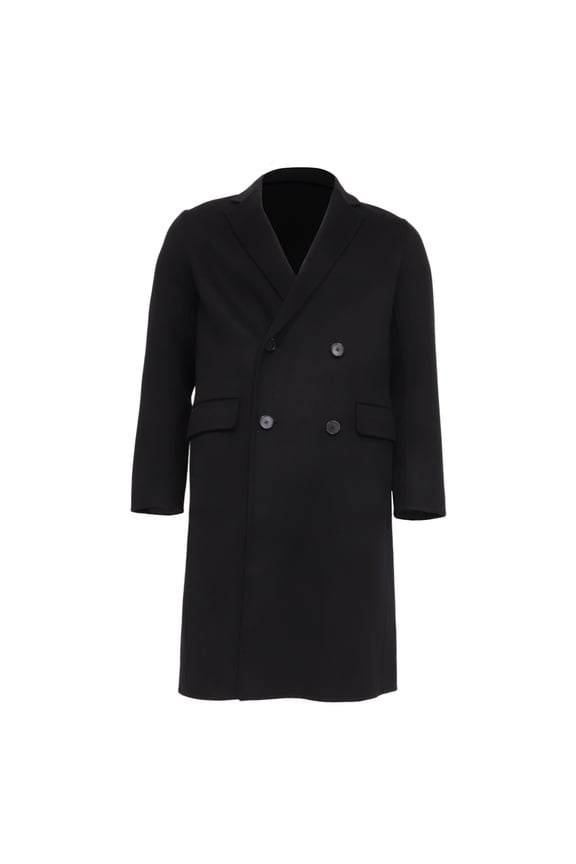 Pre-Owned Theory Double-Breasted Coat in Black Wool